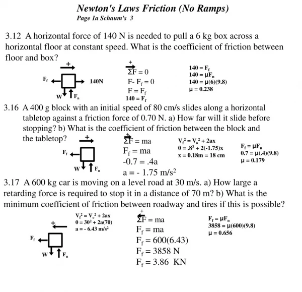 Newton's Laws Friction (No Ramps) Page 1a Schaum's  3