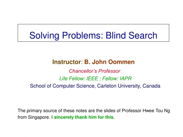 Solving Problems: Blind Search