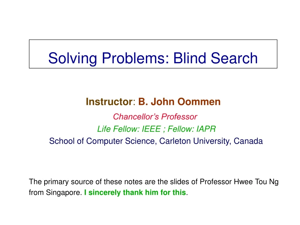 solving problems blind search