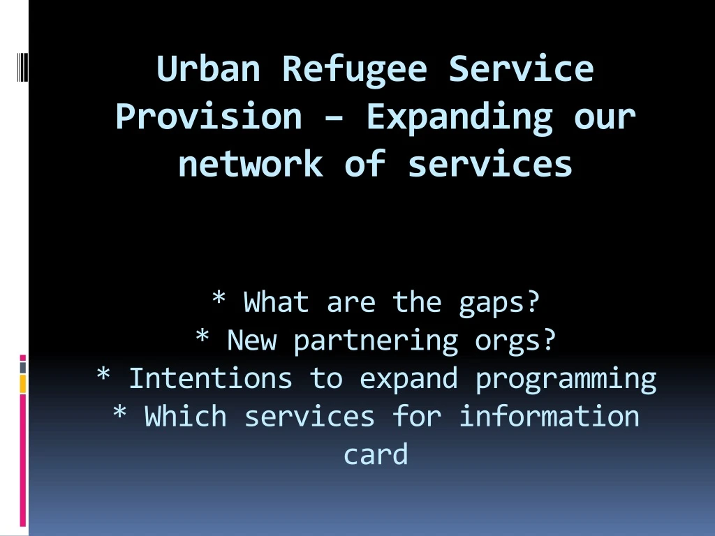 urban refugee service provision expanding
