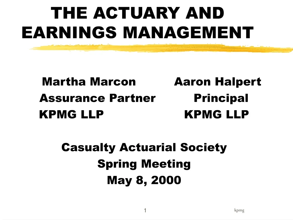 the actuary and earnings management