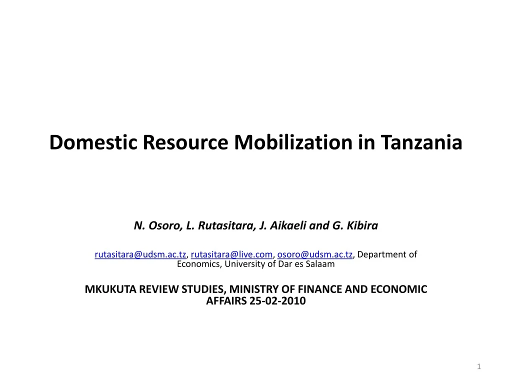 domestic resource mobilization in tanzania