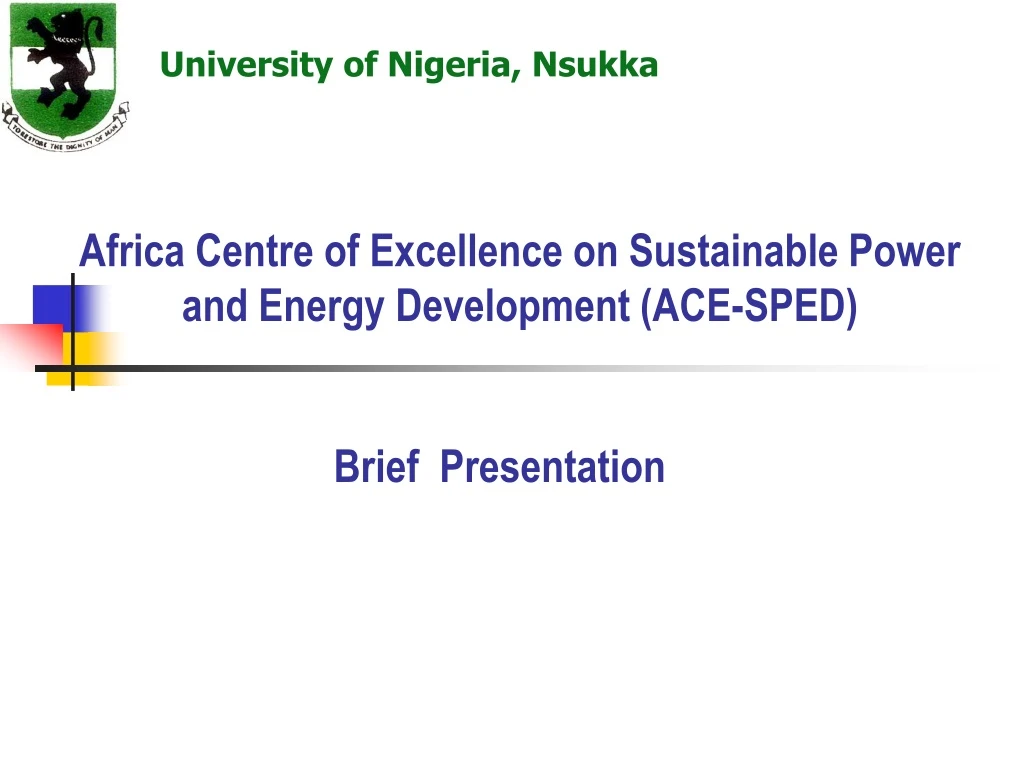 africa centre of excellence on sustainable power and energy development ace sped