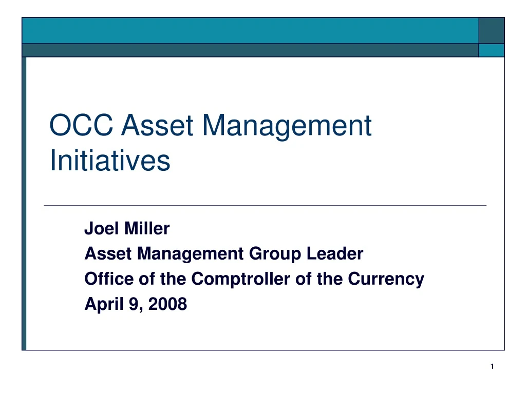 occ asset management initiatives