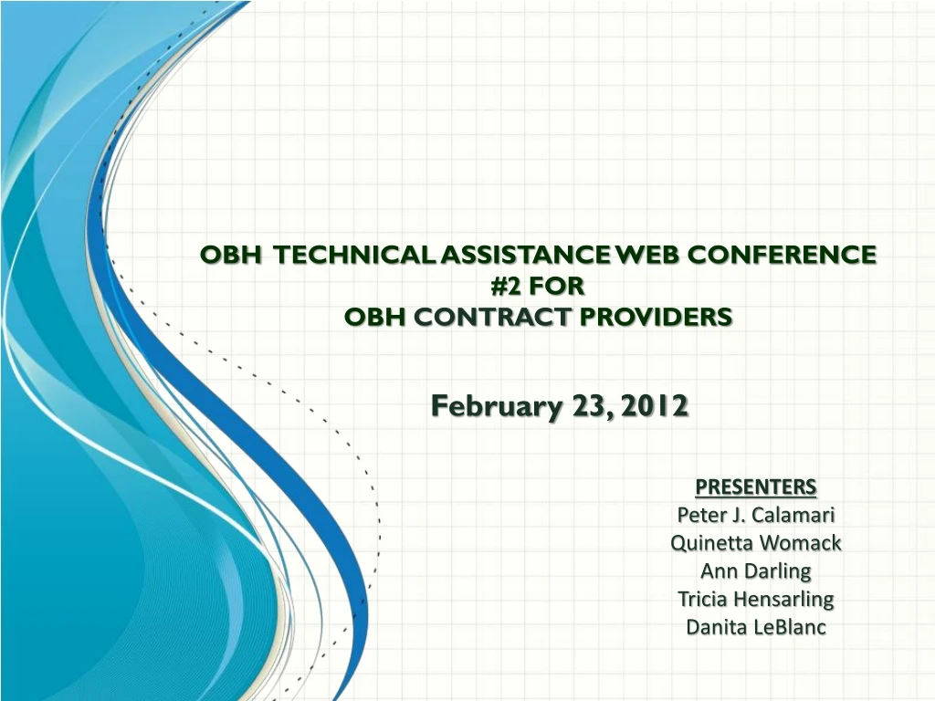 obh technical assistance web conference 2 for obh contract providers