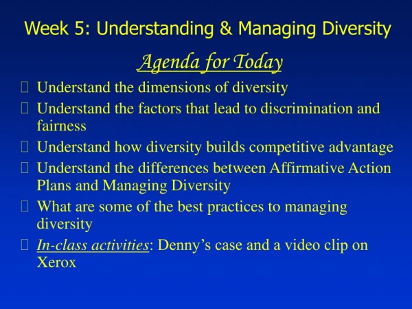 Week 5: Understanding &amp; Managing Diversity
