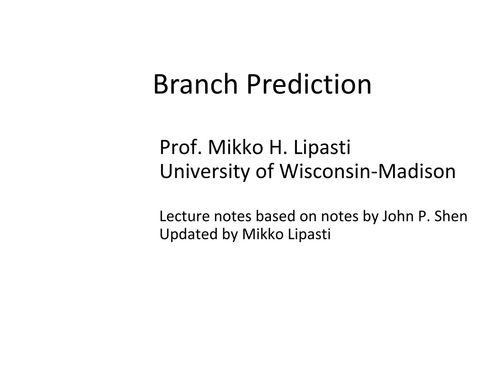 branch prediction