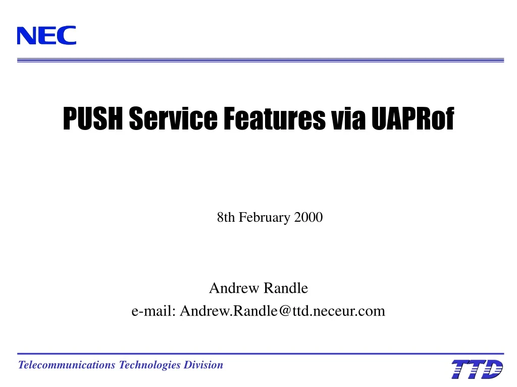 push service features via uaprof