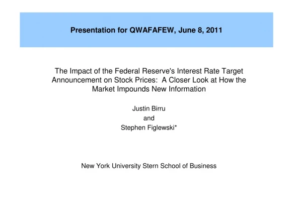 Presentation for QWAFAFEW, June 8, 2011