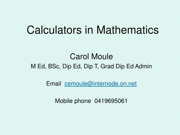 Calculators in Mathematics