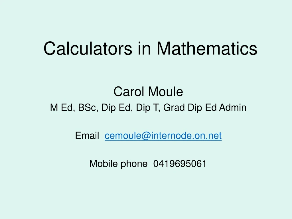 calculators in mathematics