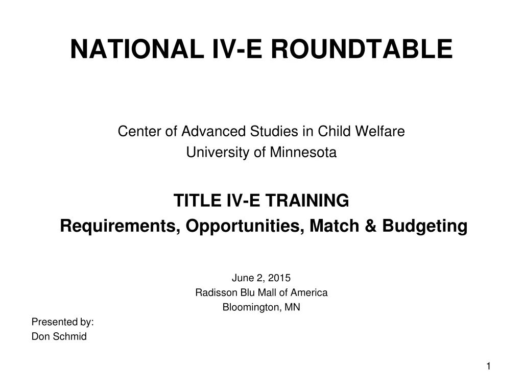 national iv e roundtable