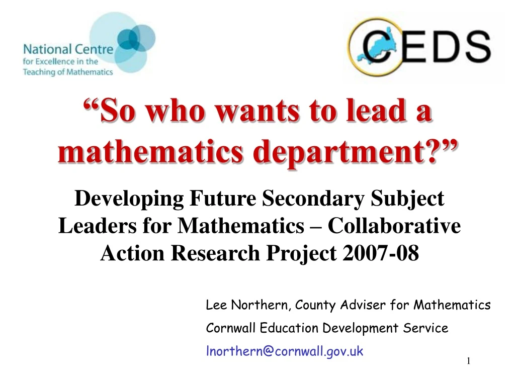 so who wants to lead a mathematics department