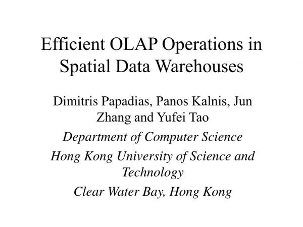 Efficient OLAP Operations in Spatial Data Warehouses