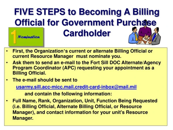 FIVE STEPS to Becoming A Billing Official for Government Purchase  Cardholder