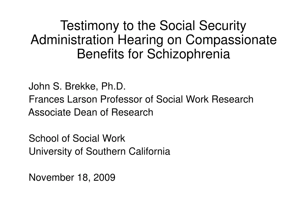 testimony to the social security administration