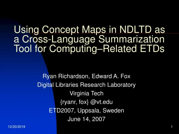 Using Concept Maps in NDLTD as a Cross-Language Summarization Tool for Computing–Related ETDs