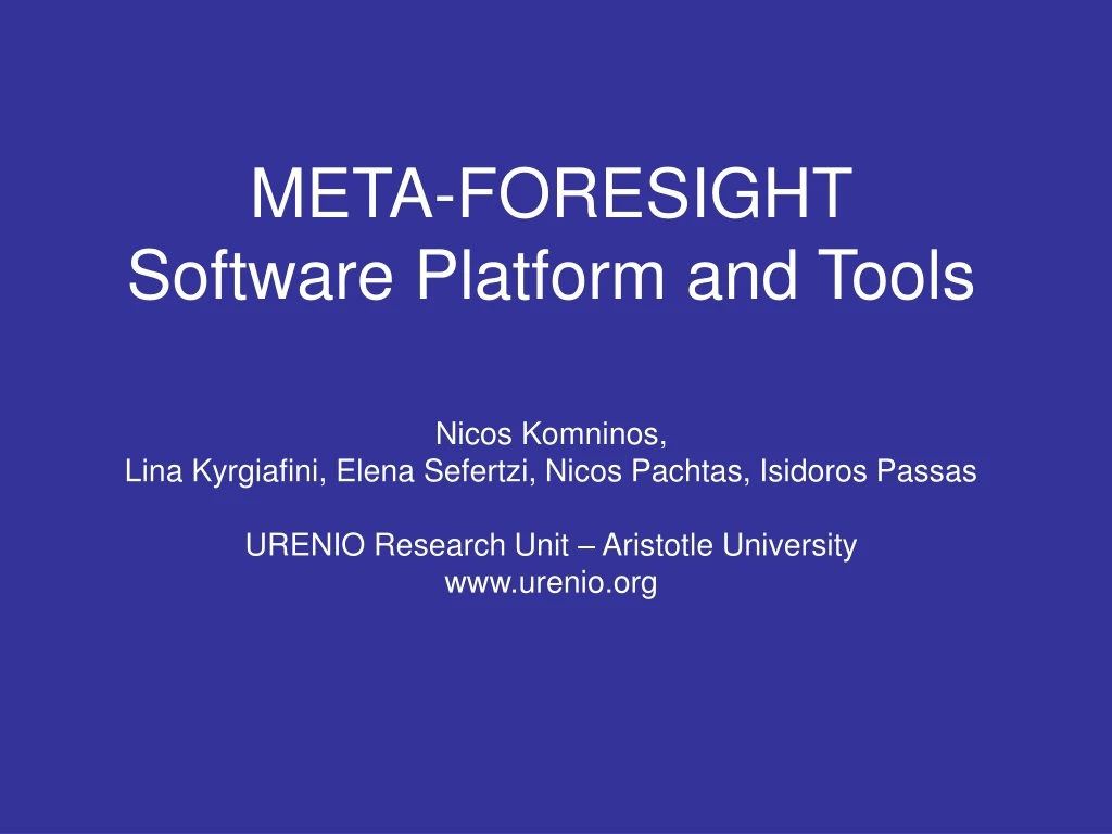 meta foresight software platform and tools nicos