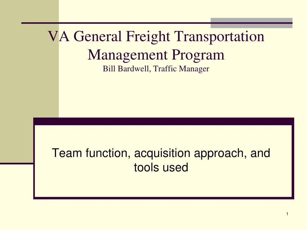 va general freight transportation management program bill bardwell traffic manager