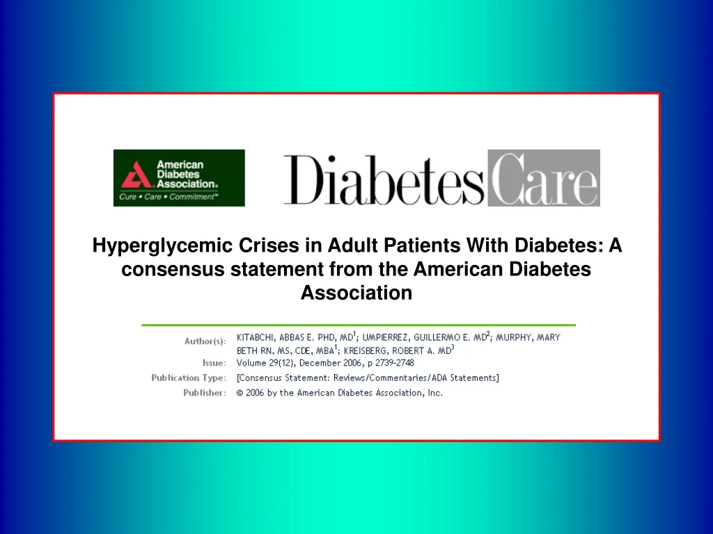 hyperglycemic crises in adult patients with
