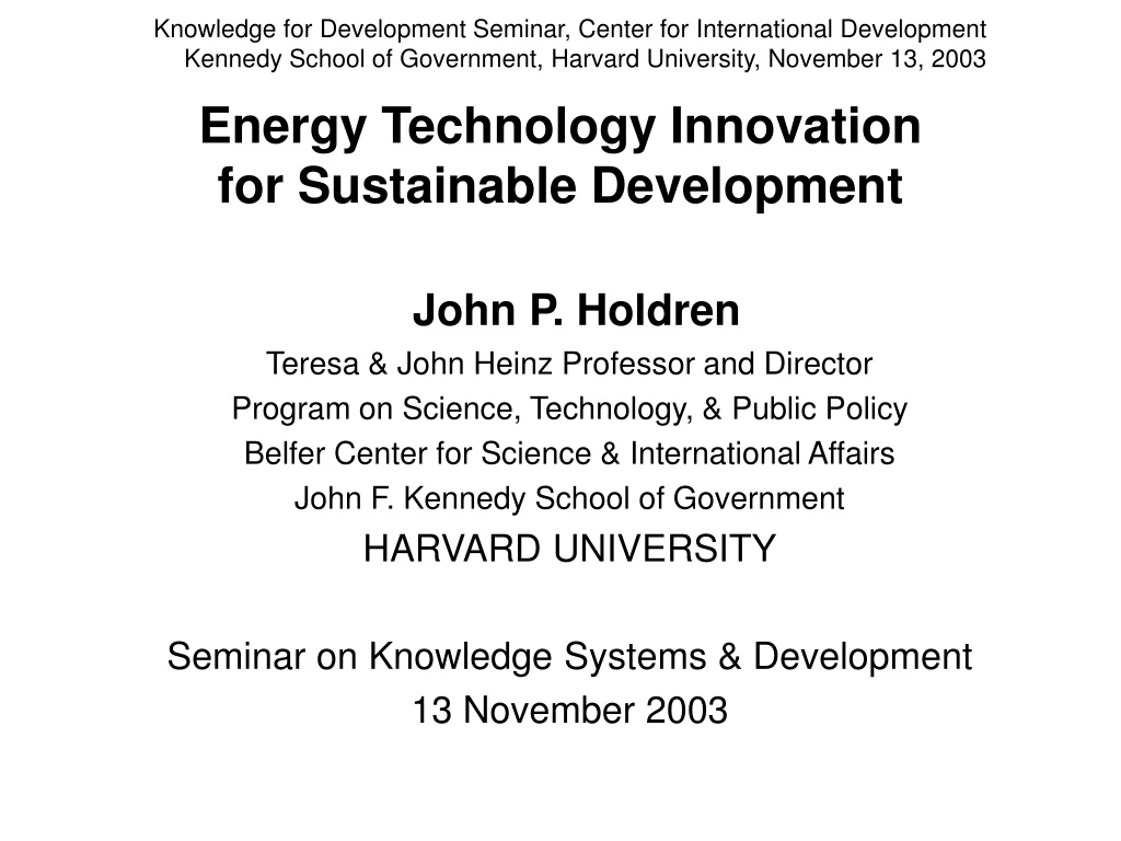 energy technology innovation for sustainable development