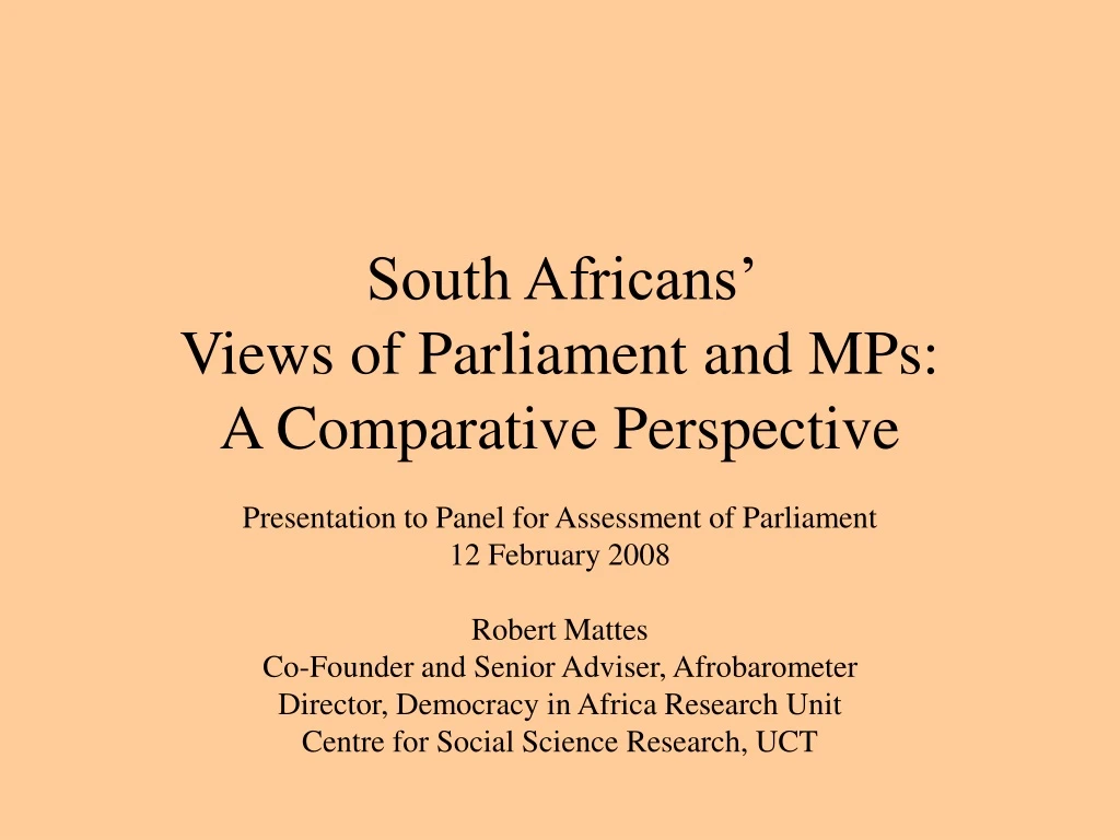 south africans views of parliament and mps a comparative perspective