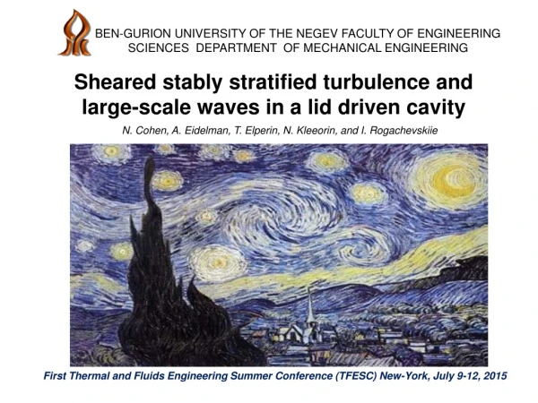 Sheared stably stratified turbulence and  large-scale waves in a lid driven cavity