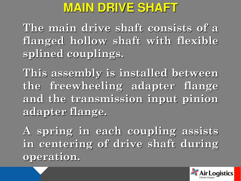 main drive shaft the main drive shaft consists