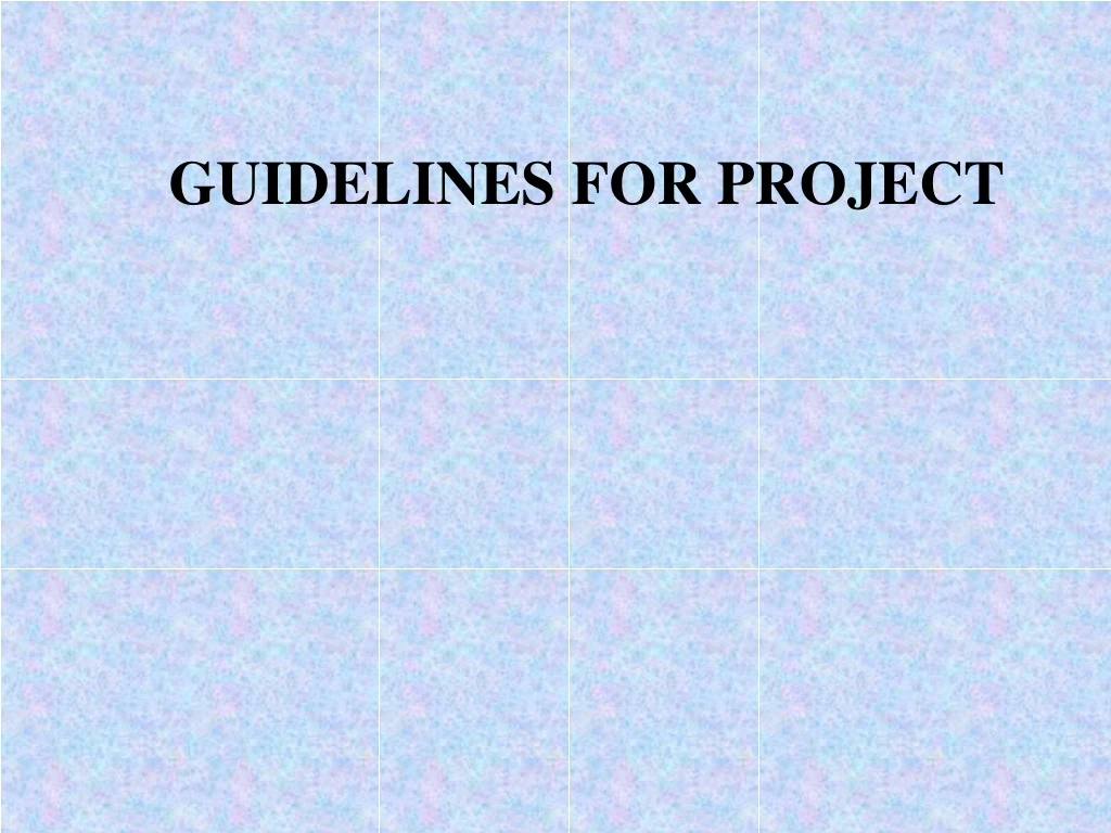 guidelines for project