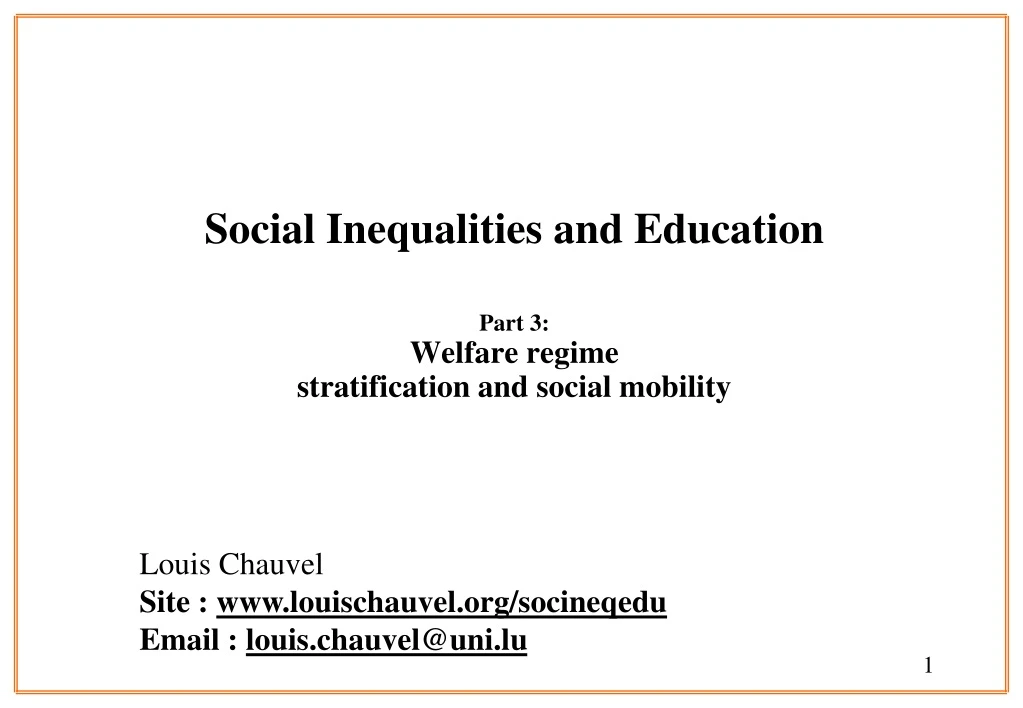 social inequalities and education part 3 welfare