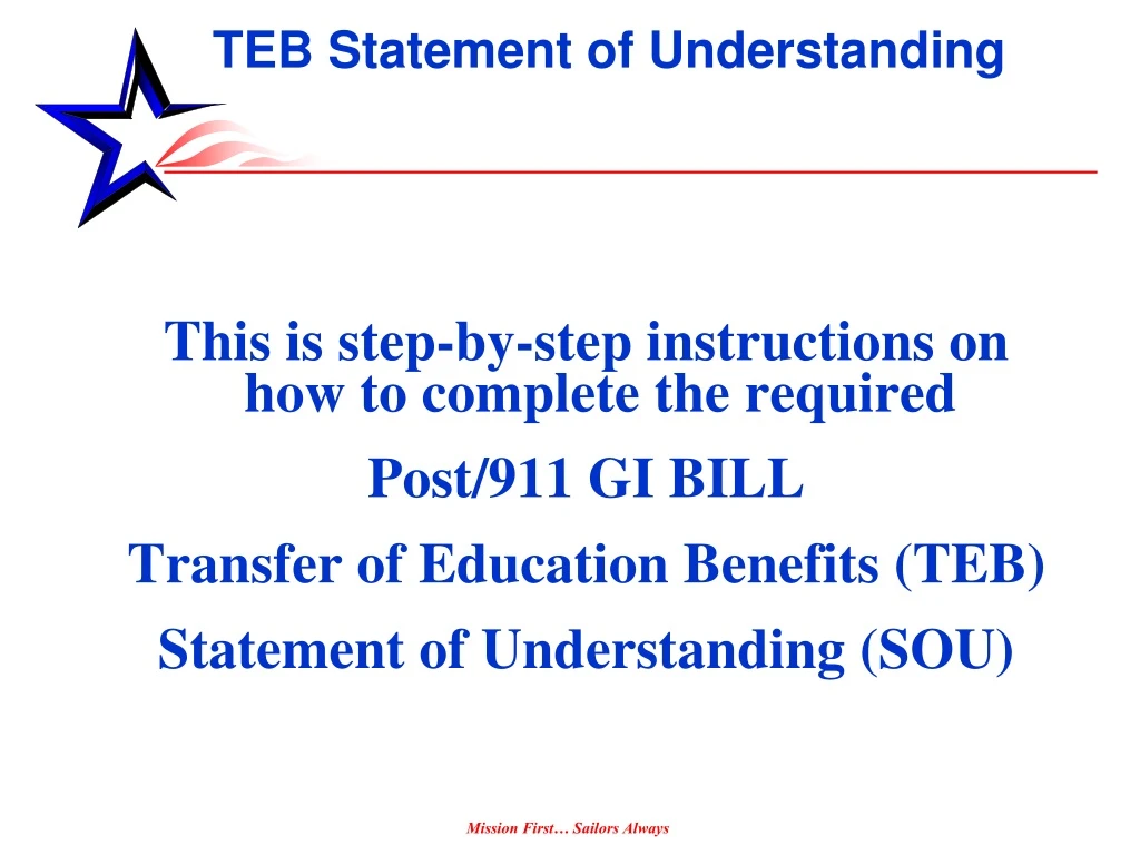 teb statement of understanding