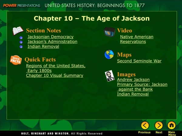 Chapter 10 – The Age of Jackson