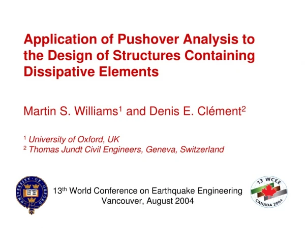 13 th  World Conference on Earthquake Engineering Vancouver, August 2004