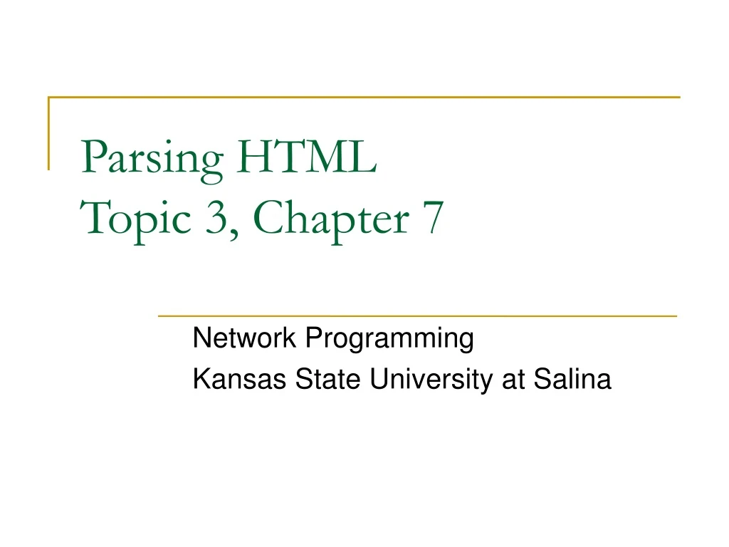 network programming kansas state university at salina