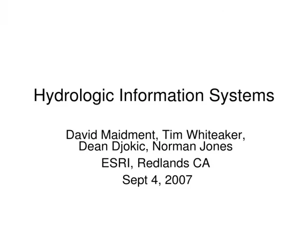 Hydrologic Information Systems