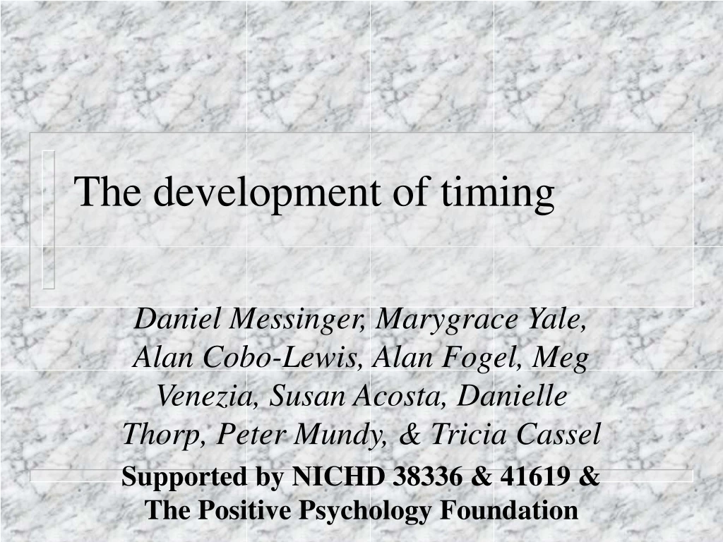 the development of timing