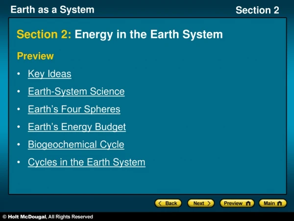 Section 2:  Energy in the Earth System