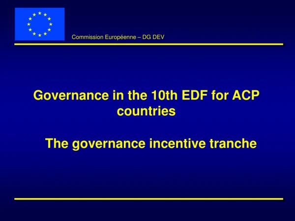 Governance in the 10th EDF for ACP countries