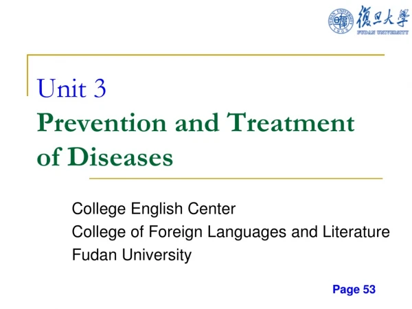 Unit 3 Prevention and Treatment of Diseases