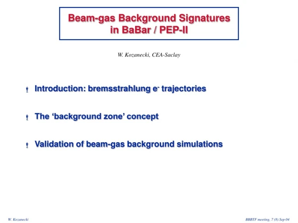 Beam-gas Background Signatures in BaBar / PEP-II