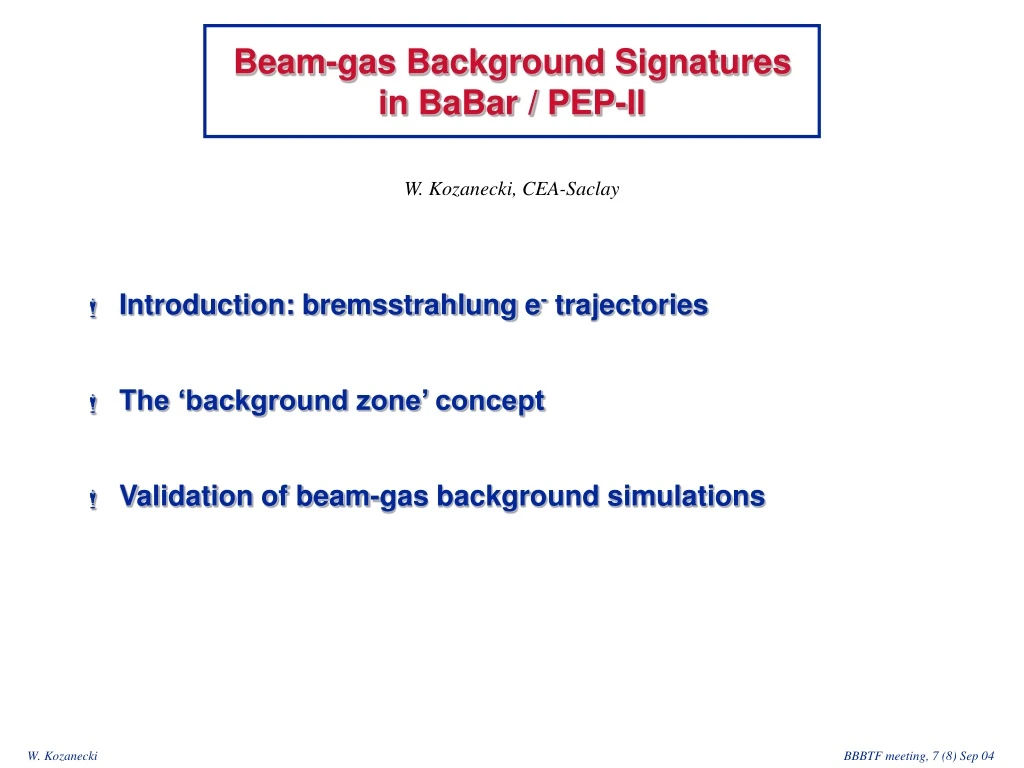 beam gas background signatures in babar pep ii