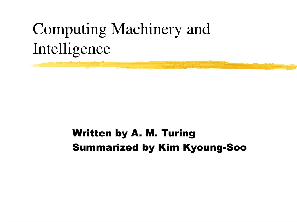 computing machinery and intelligence