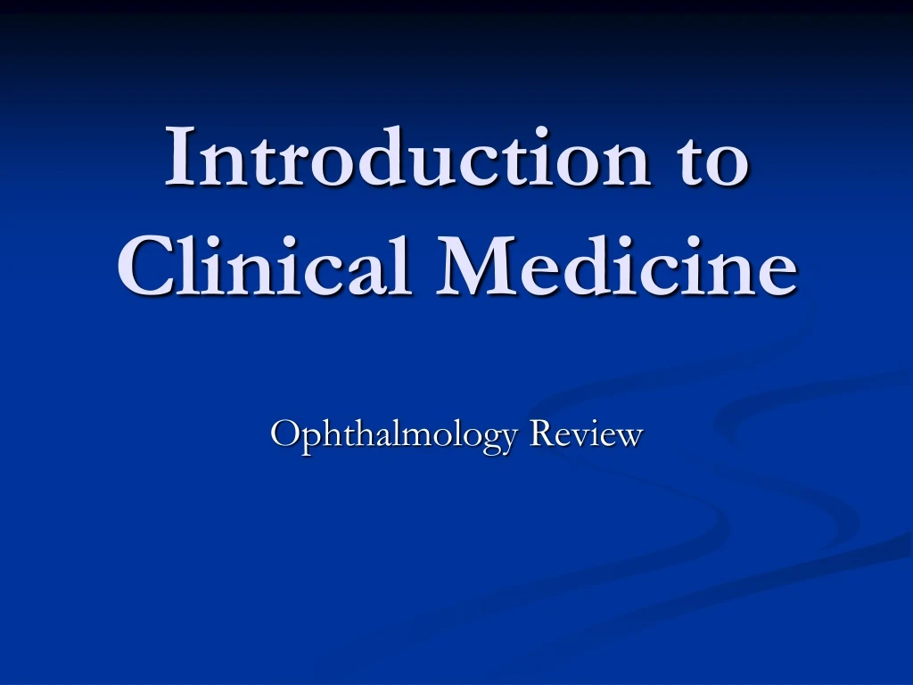 introduction to clinical medicine