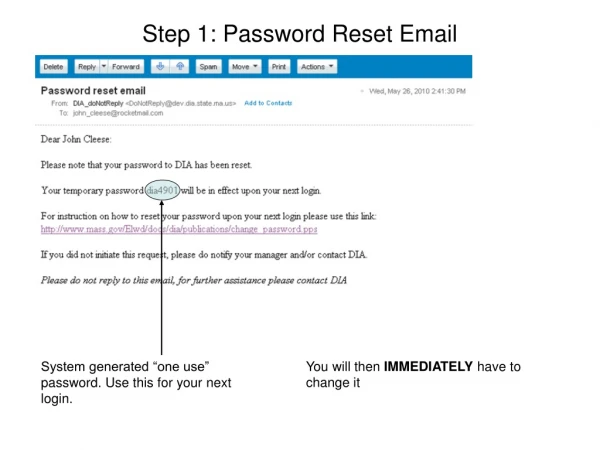 Step 1: Password Reset Email