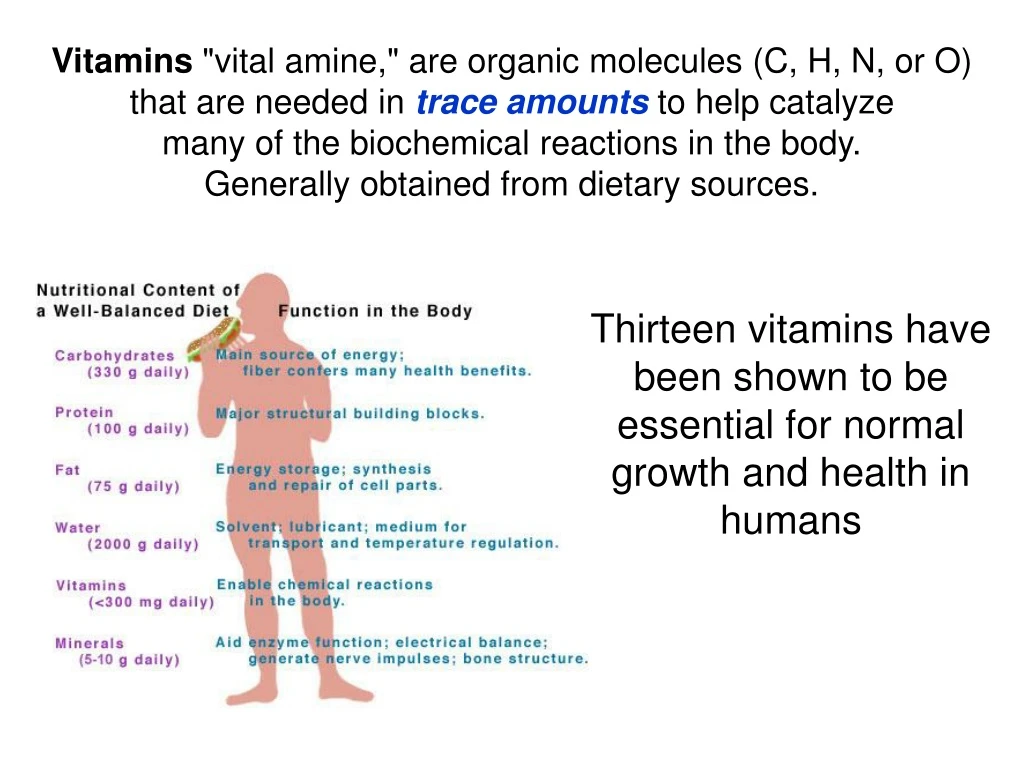 vitamins vital amine are organic molecules