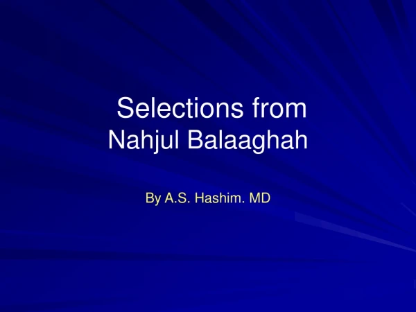 Selections from  Nahjul Balaaghah