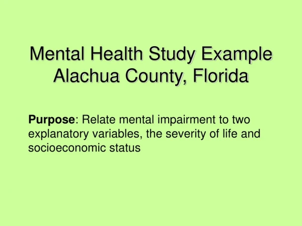 Mental Health Study Example Alachua County, Florida
