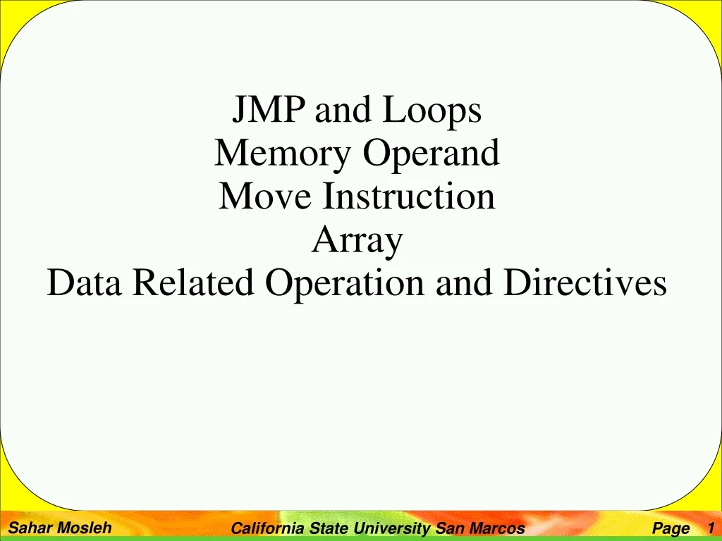 jmp and loops memory operand move instruction