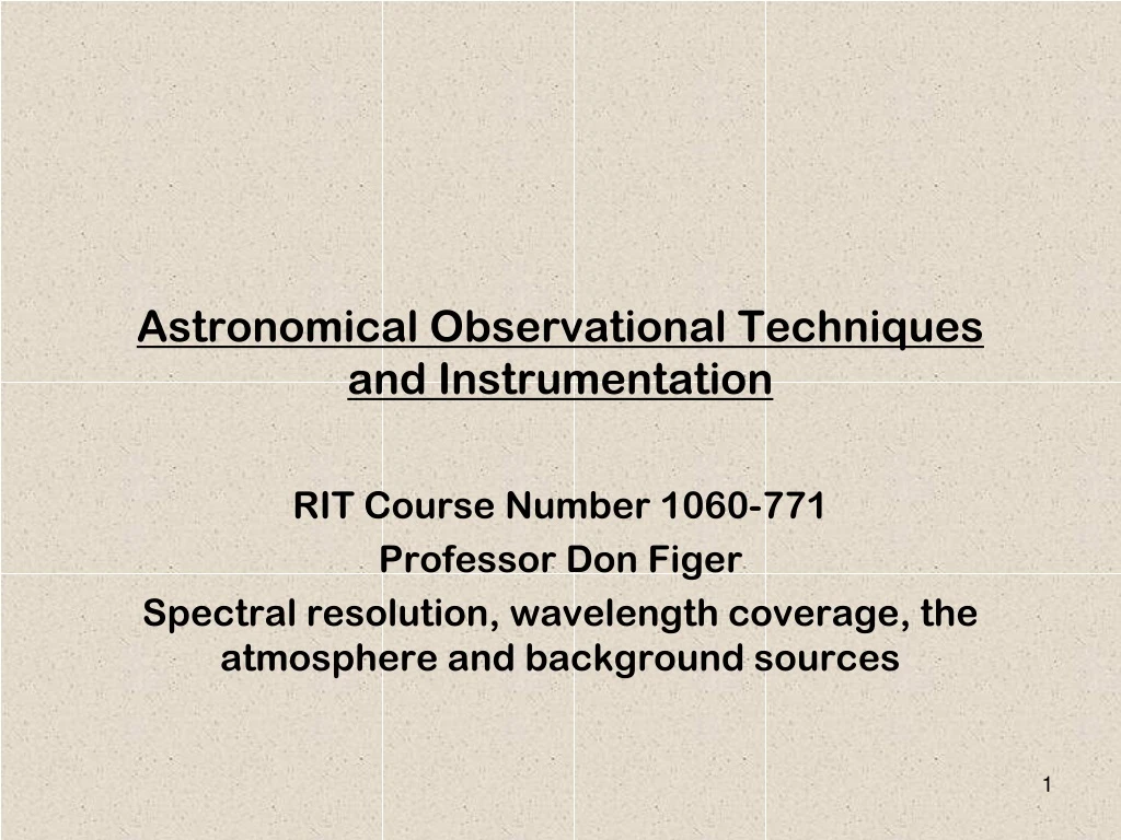 astronomical observational techniques and instrumentation