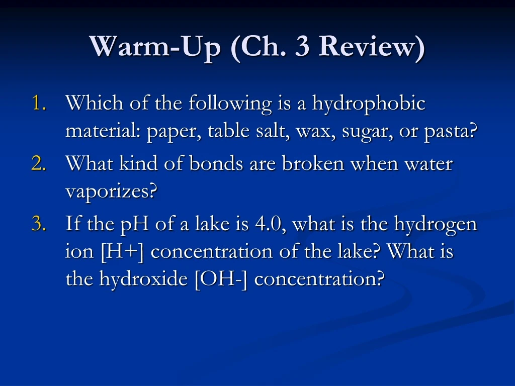 warm up ch 3 review